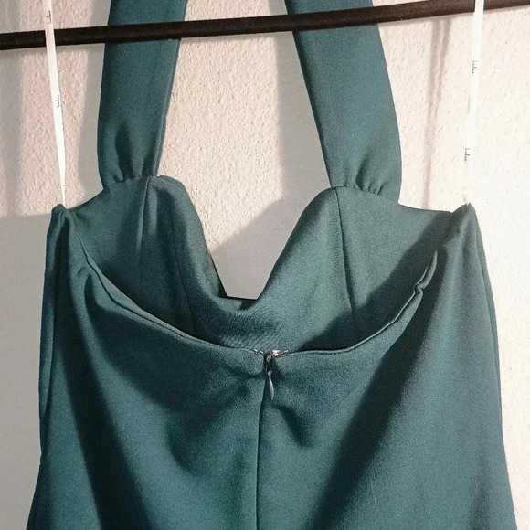 Lulus Elegant Behavior Emerald Green Halter Mermaid Maxi Dress Prom Formal - Picture 7 of 13